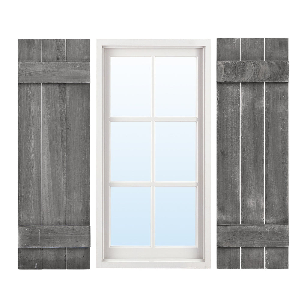 36 x 11 Inch Farmhouse Paulownia Wood Window Shutters Set of 2 for Windows