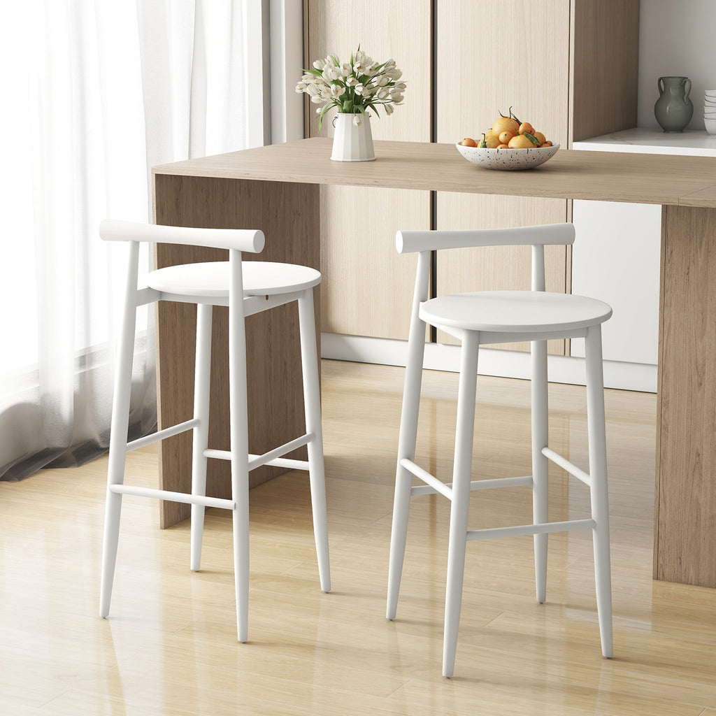 Wooden Bar Chair Set of 2 with Backrest and Footrest for Home Restaurant Cafe