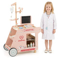 Wooden Doctor Playset for Kids Pretend Play Doctor Kit with Cart Gift for Toddlers Boys Girls Aged 3+