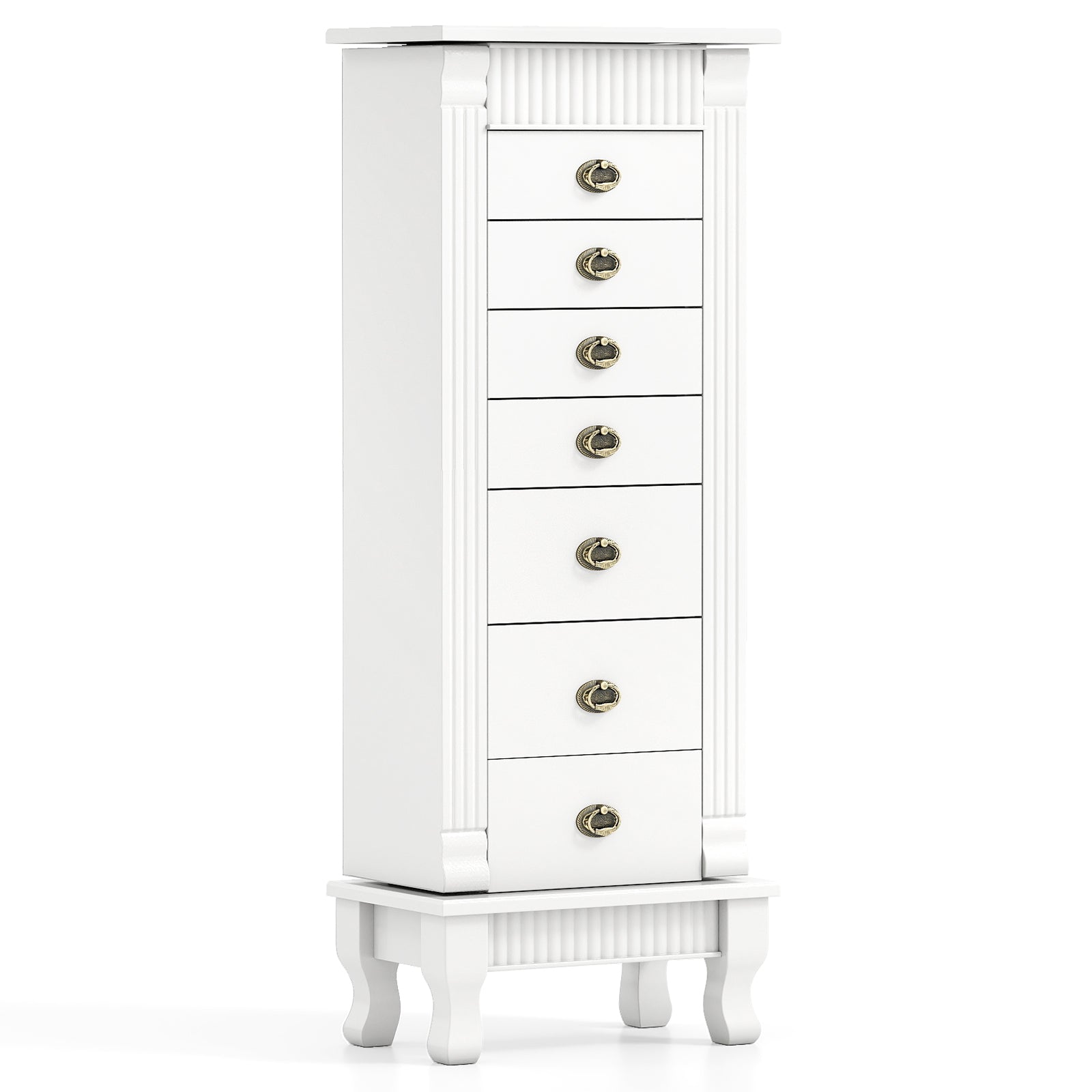 Wooden Jewelry Armoire Cabinet Storage Chest with Drawers and Swing Doors