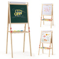 Adjustable Double-sided Easel with 4 Paint Cups-Natutral
