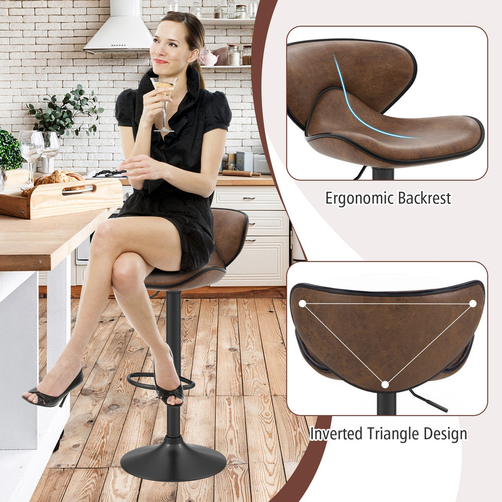 Set of 2 Adjustable Bar Stools Swivel Bar Chairs Pub Kitchen