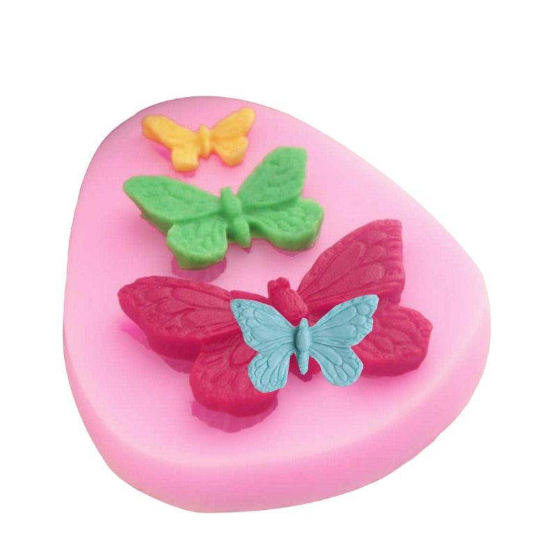 Butterfly Mold Silicone Baking Accessories 3D Sugar Craft Chocolate Cutter Mould Fondant Cake Decorating Tool 3 Colors Silicone Butterfly Mold Butterfly Fondant Mold Chololate Candy Cake Baking Mold For Cake Decorating