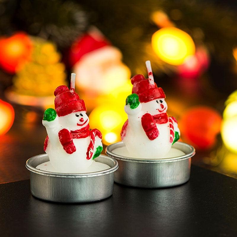 Christmas Candles Paraffin Home Desktop Decorations Tea light Candles Handmade Delicate Santa Snowman Acorn Tree Candles For Christmas Home Decoration Gifts Wedding Party Holiday Lights Christmas Ornaments