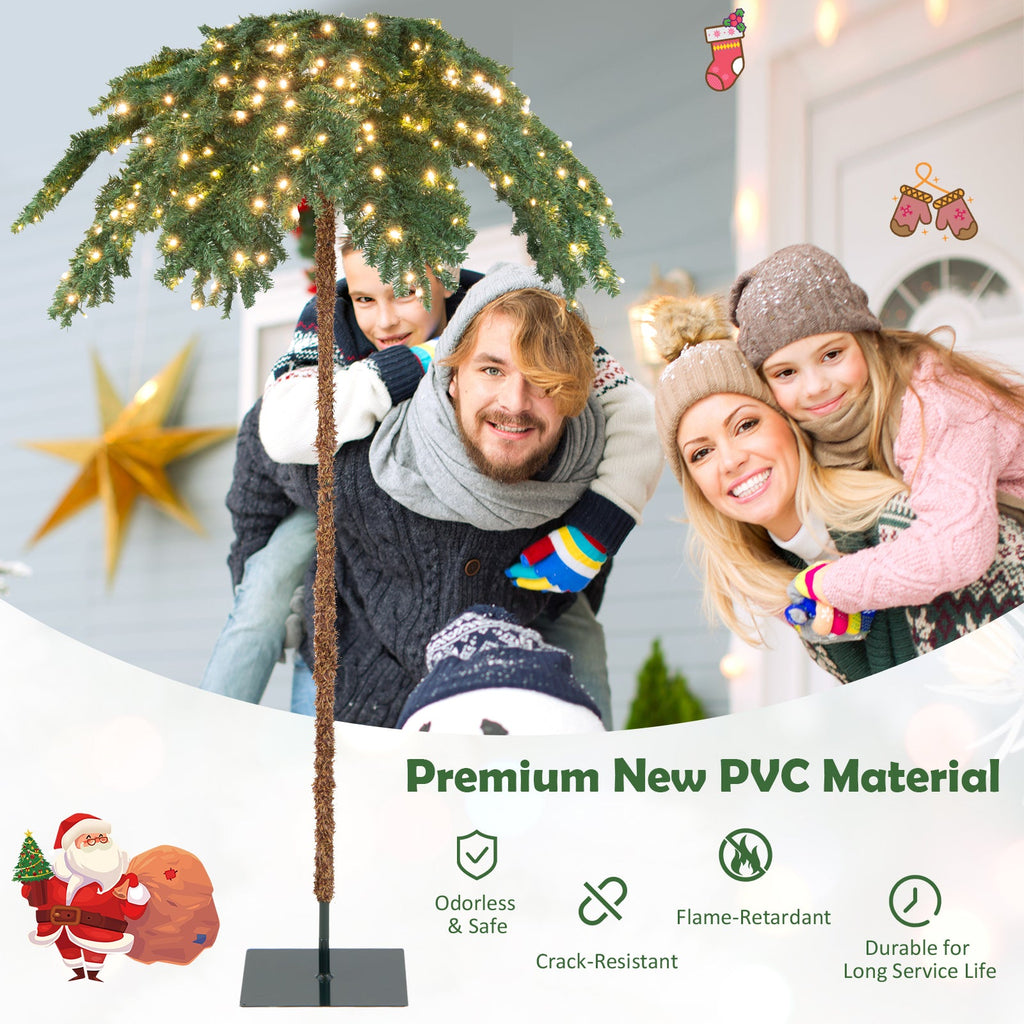 6 Feet Pre-Lit Xmas Palm Artificial Tree with 250 Warm-White LED Lights
