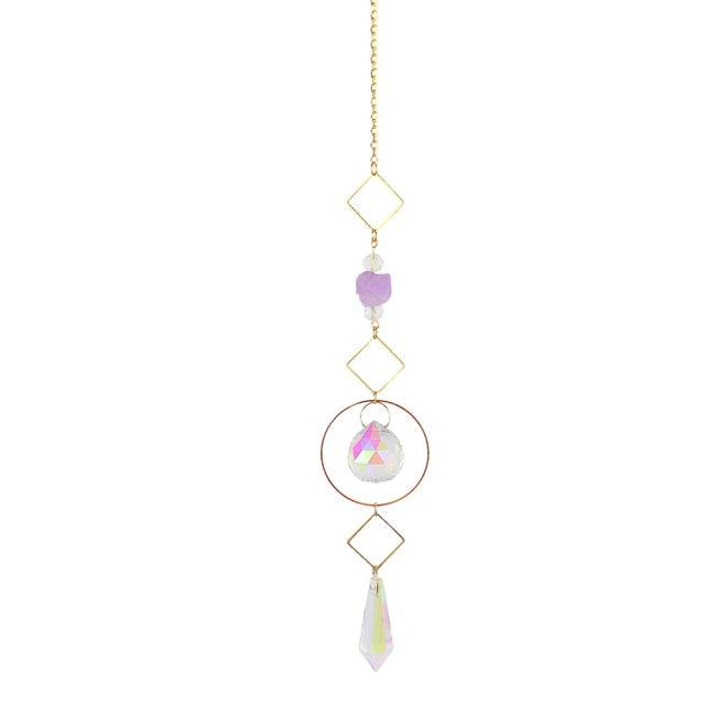 Colorful Crystals Star Sun Wind Chimes Hexagon Diamond Chandelier Lamps Light Pendant Crystals Glass Pendants Prisms Hanging Light Catcher Rainbow Make Window Curtains Home Room Decor  Hanging Ornament For Home Decoration
