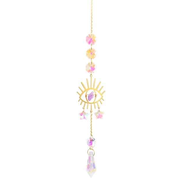 Colorful Crystals Star Sun Wind Chimes Hexagon Diamond Chandelier Lamps Light Pendant Crystals Glass Pendants Prisms Hanging Light Catcher Rainbow Make Window Curtains Home Room Decor  Hanging Ornament For Home Decoration