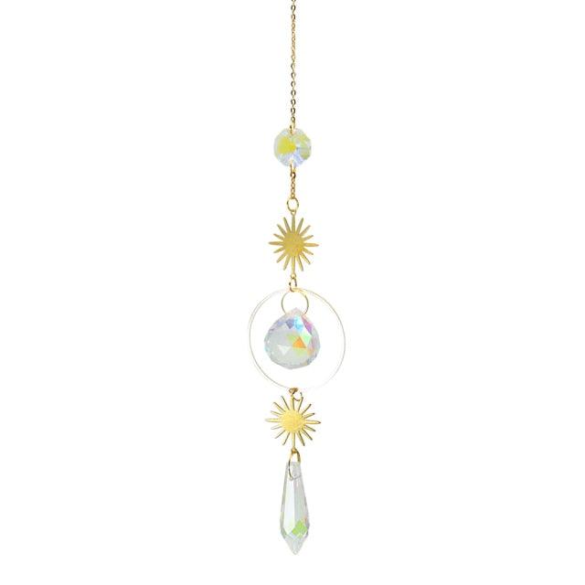 Colorful Crystals Star Sun Wind Chimes Hexagon Diamond Chandelier Lamps Light Pendant Crystals Glass Pendants Prisms Hanging Light Catcher Rainbow Make Window Curtains Home Room Decor  Hanging Ornament For Home Decoration