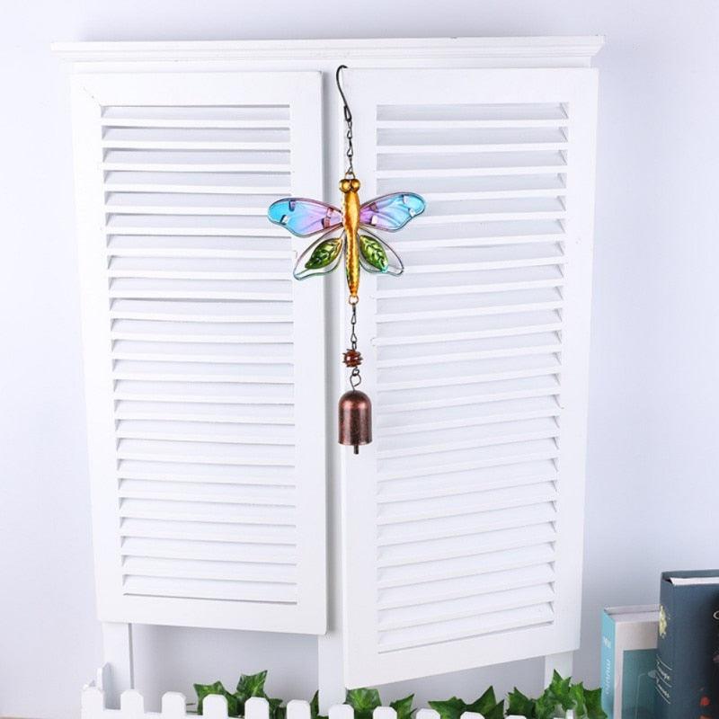 Creative Memory Wind Chimes Outdoor Metal Glass Wind Chimes Cute Hummingbird Owl Butterfly Wind Chimes Hanging Ornament Home Decoration Wind Bells Crafts For Mom Outdoor Stained Glass Chime For Garden Home Window Decor Memorial Gifts Housewarming Decor