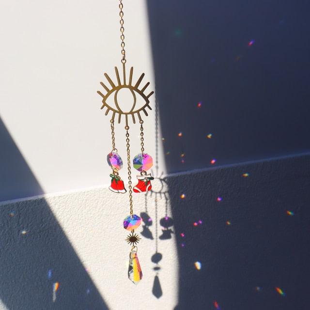 Crystal Hanging Sun-catchers Beads Colorful Chandelier Wind Chime Handmade Pendant Hanging Drop For Garden Window Curtain Chandelier Home Decor Christmas Pendant Gifts Ornament For Garden Window Car Wedding Plants