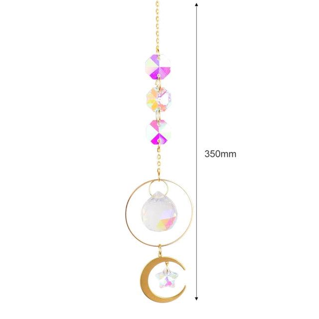 Crystal Wind Chime Star Moon Sun Pendant Indoor Window For Window in Garden Starry Sky Decor Catchers with Crystals  Dream Sun Catchers Plated Colorful Beads Hanging Drop for Outdoor Garden Moon Prism