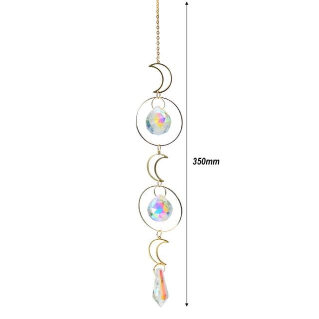 Crystal Wind Chime Star Moon Sun Pendant Indoor Window For Window in Garden Starry Sky Decor Catchers with Crystals  Dream Sun Catchers Plated Colorful Beads Hanging Drop for Outdoor Garden Moon Prism