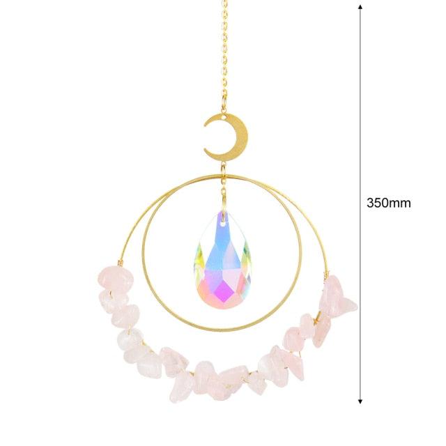 Crystal Wind Chime Star Moon Sun Pendant Indoor Window For Window in Garden Starry Sky Decor Catchers with Crystals  Dream Sun Catchers Plated Colorful Beads Hanging Drop for Outdoor Garden Moon Prism