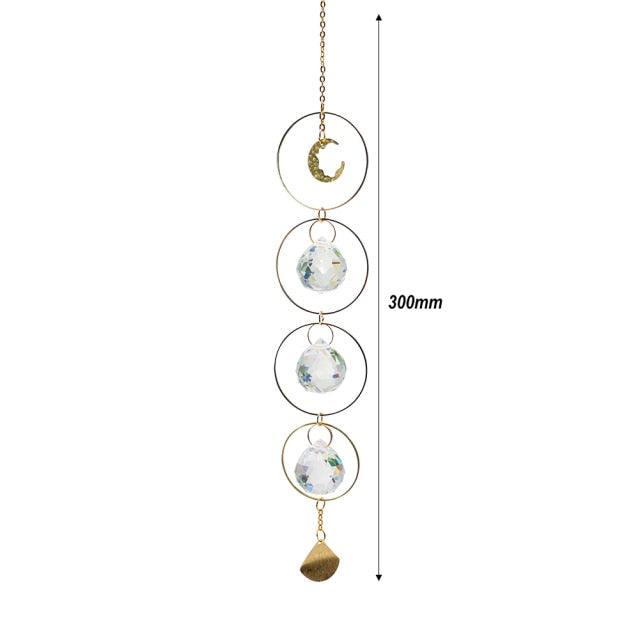 Crystal Wind Chime Star Moon Sun Pendant Indoor Window For Window in Garden Starry Sky Decor Catchers with Crystals  Dream Sun Catchers Plated Colorful Beads Hanging Drop for Outdoor Garden Moon Prism