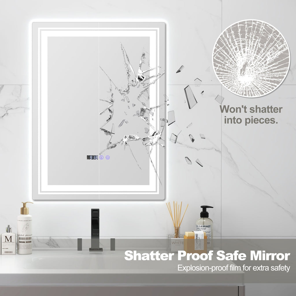 Defogging LED Bathroom Mirror with Memory Function and Anti-Fog