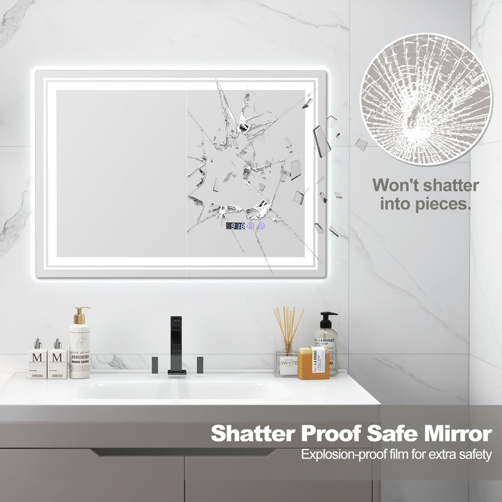 Defogging LED Bathroom Mirror with Memory Function and Anti-Fog