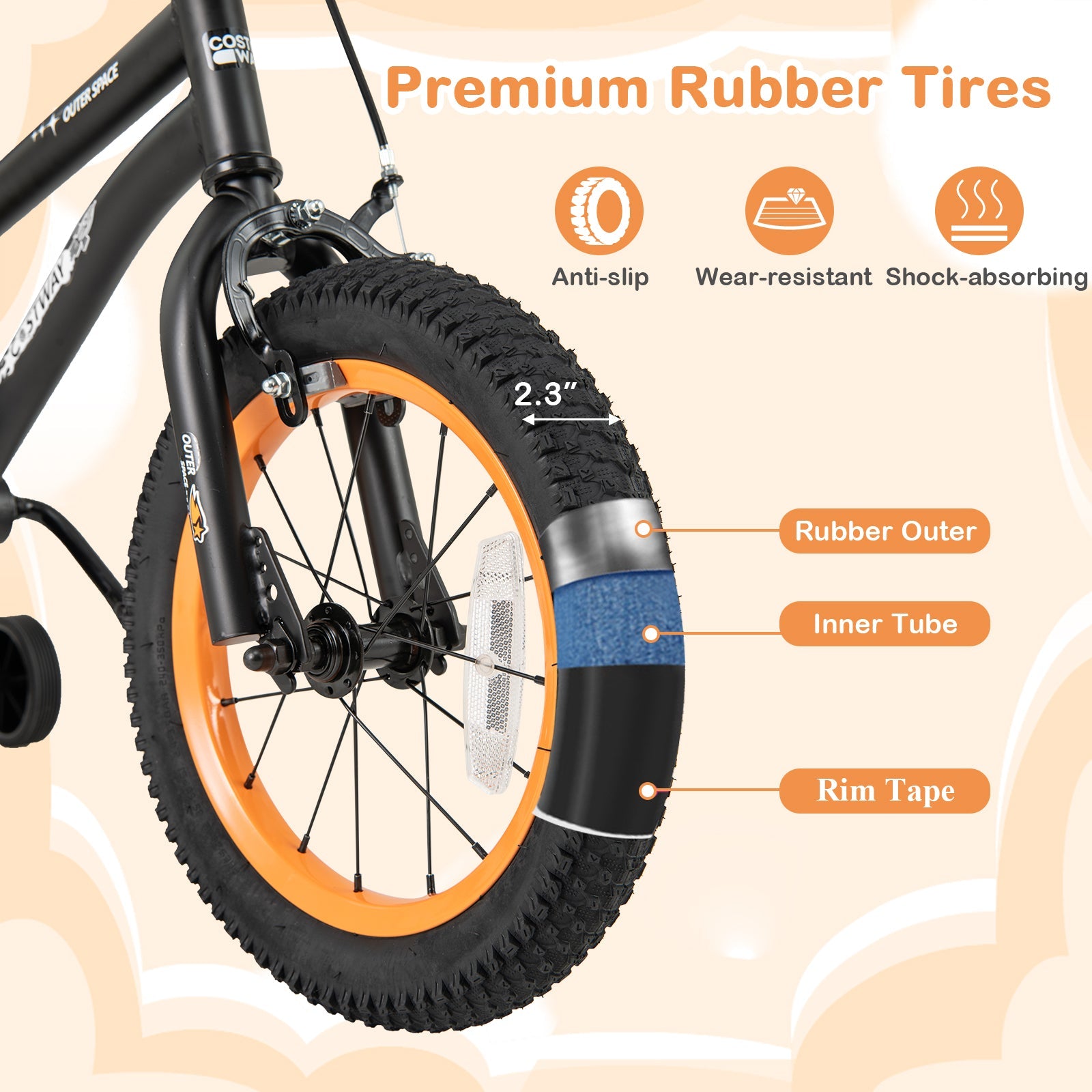 16-Inch Kids Bike Sport Bicycle for 4-7 Years Old with Adjustable Seat and Reflectors-16 inches