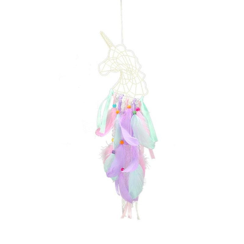 Dream Catcher with Lights Unicorn Party Supplies Hanging Ornament Unicorn Feather Handmade Catchers Craft Gift Home Decorations Girls Bedroom Wall Decor Colorful Wall Hanging Decorations For Baby Room Theme Birthday Wedding Party