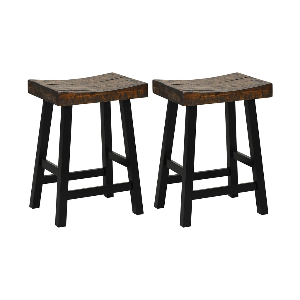 24 Inch Solid Wood Saddle-Seat with Curved Seat Surface and Comfortable Footrests
