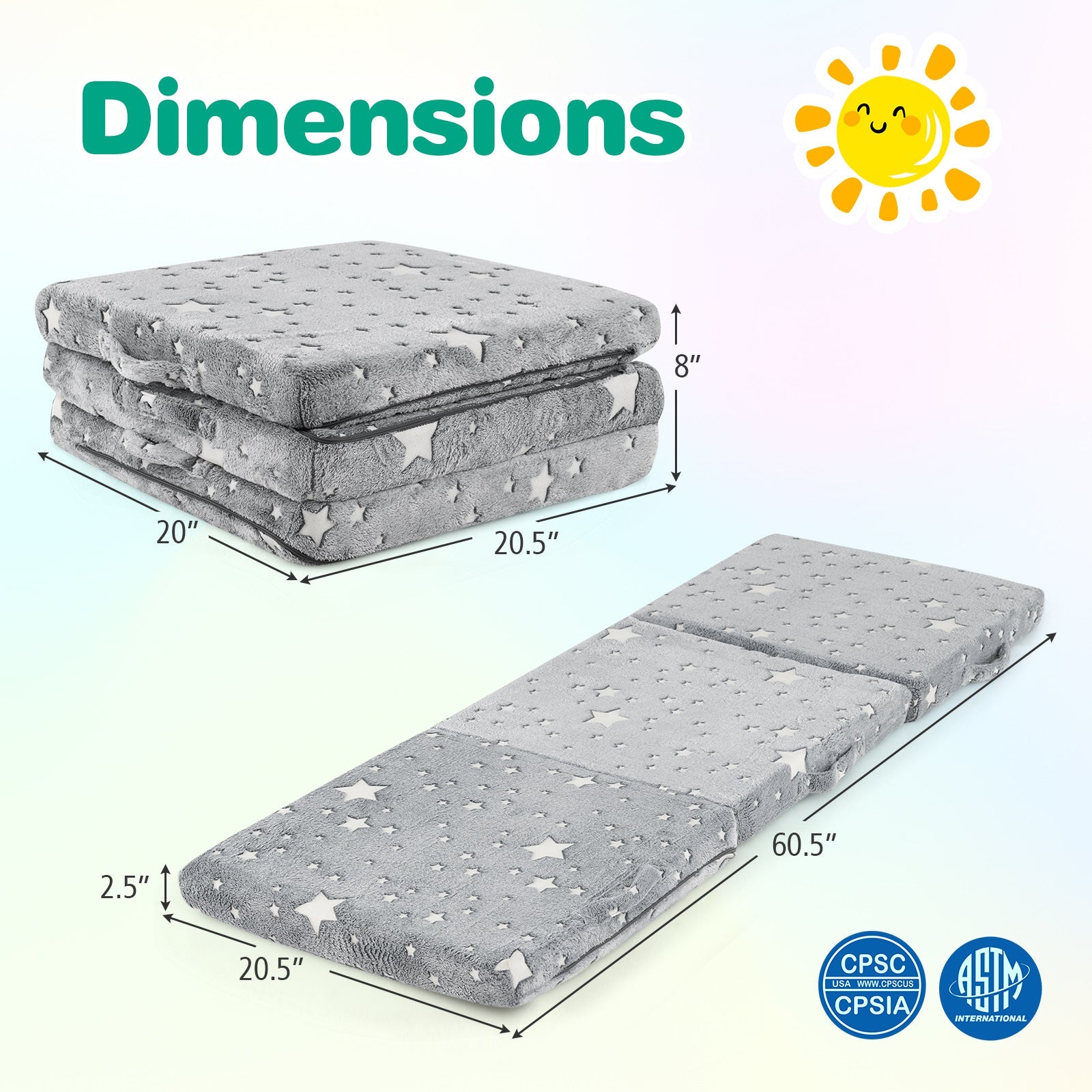 Foldable Floor Mattress for Kids with Washable Flannel Cover