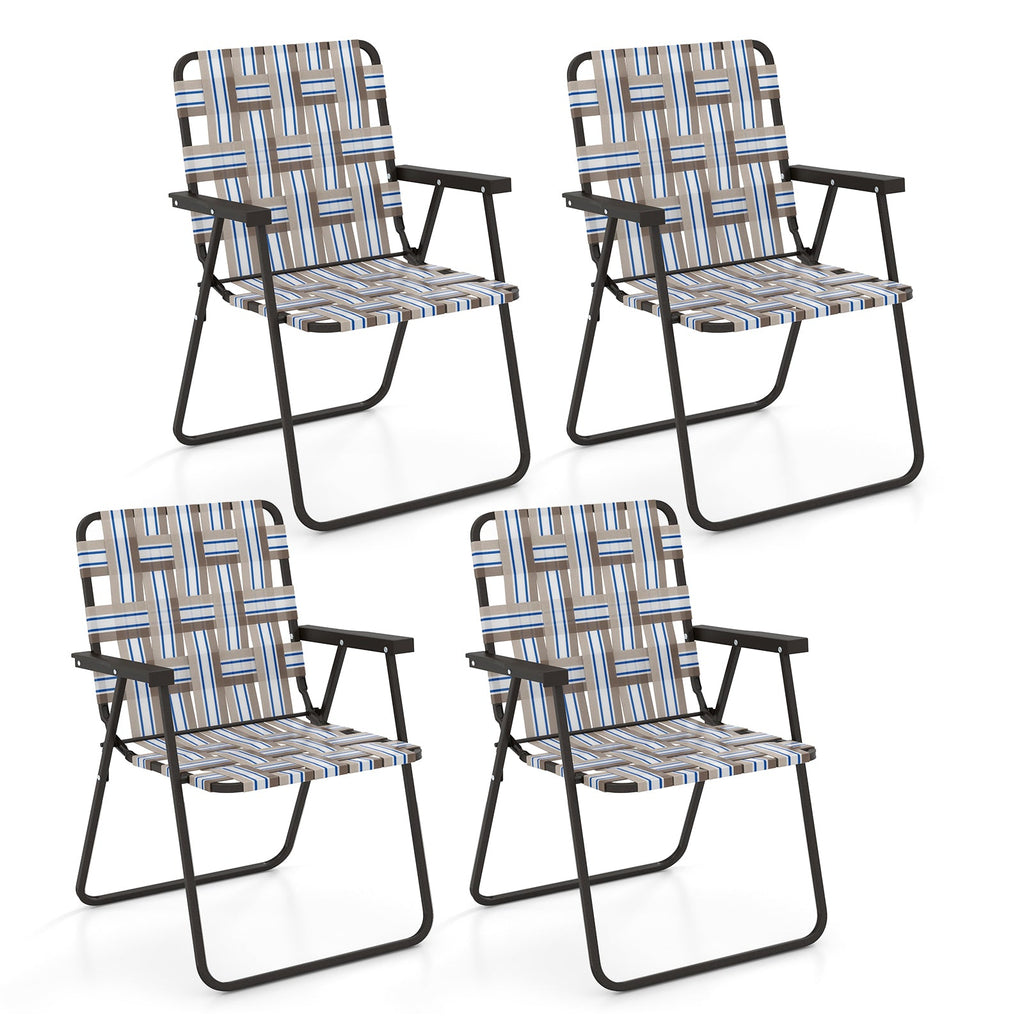 4 Pieces Folding Beach Chair Camping Lawn Webbing Chair