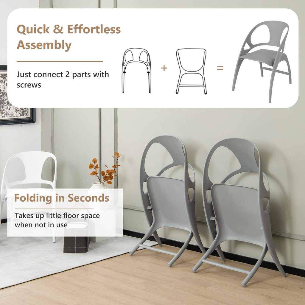Folding Dining Chairs Set of 2 with Armrest and High Backrest