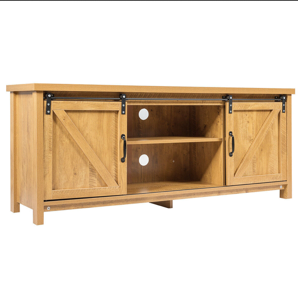 TV Stand Media Center Console Cabinet with Sliding Barn Door