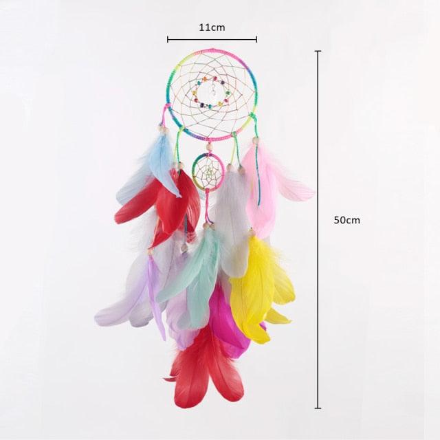 Heart Shape Creative Handmade Vintage Dream Catcher Wedding Decoration LED Handmade Heart Shape Feather Design Dream Catchers For Wall Hanging Decor Home Decoration Festival Gift Wind Chimes Party Feather Room Decor