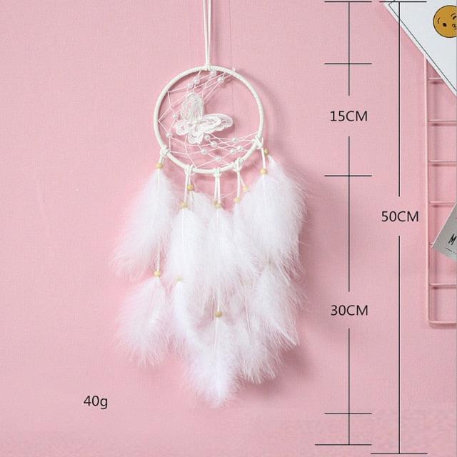 Heart Shape Creative Handmade Vintage Dream Catcher Wedding Decoration LED Handmade Heart Shape Feather Design Dream Catchers For Wall Hanging Decor Home Decoration Festival Gift Wind Chimes Party Feather Room Decor