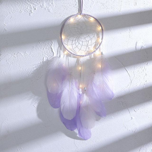 Heart Shape Creative Handmade Vintage Dream Catcher Wedding Decoration LED Handmade Heart Shape Feather Design Dream Catchers For Wall Hanging Decor Home Decoration Festival Gift Wind Chimes Party Feather Room Decor