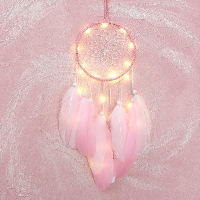 Heart Shape Creative Handmade Vintage Dream Catcher Wedding Decoration LED Handmade Heart Shape Feather Design Dream Catchers For Wall Hanging Decor Home Decoration Festival Gift Wind Chimes Party Feather Room Decor