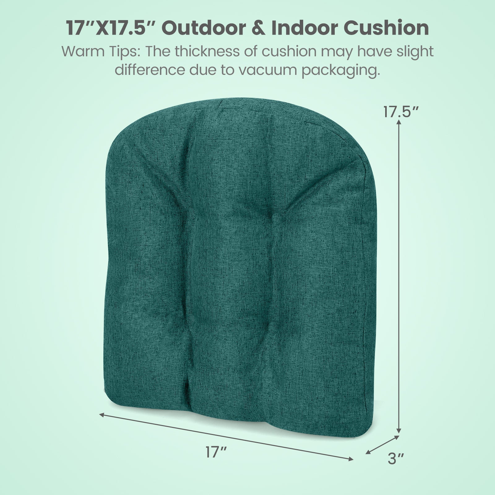 4 Pack 17.5 x 17 Inch U-Shaped Chair Pads with Polyester Cover