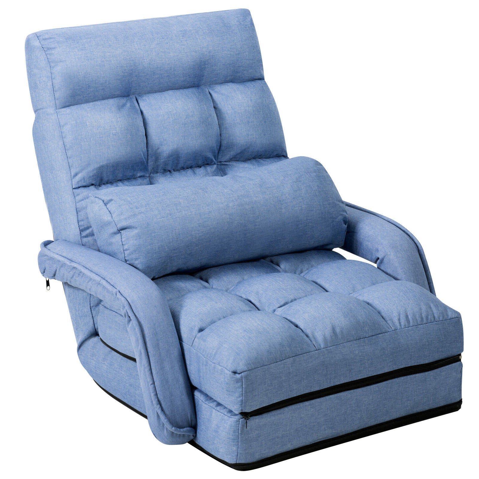 Folding Lazy Floor Chair Sofa with Armrests and Pillow