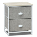 Metal Frame Nightstand Side Table Storage with 2 Drawers-Gray