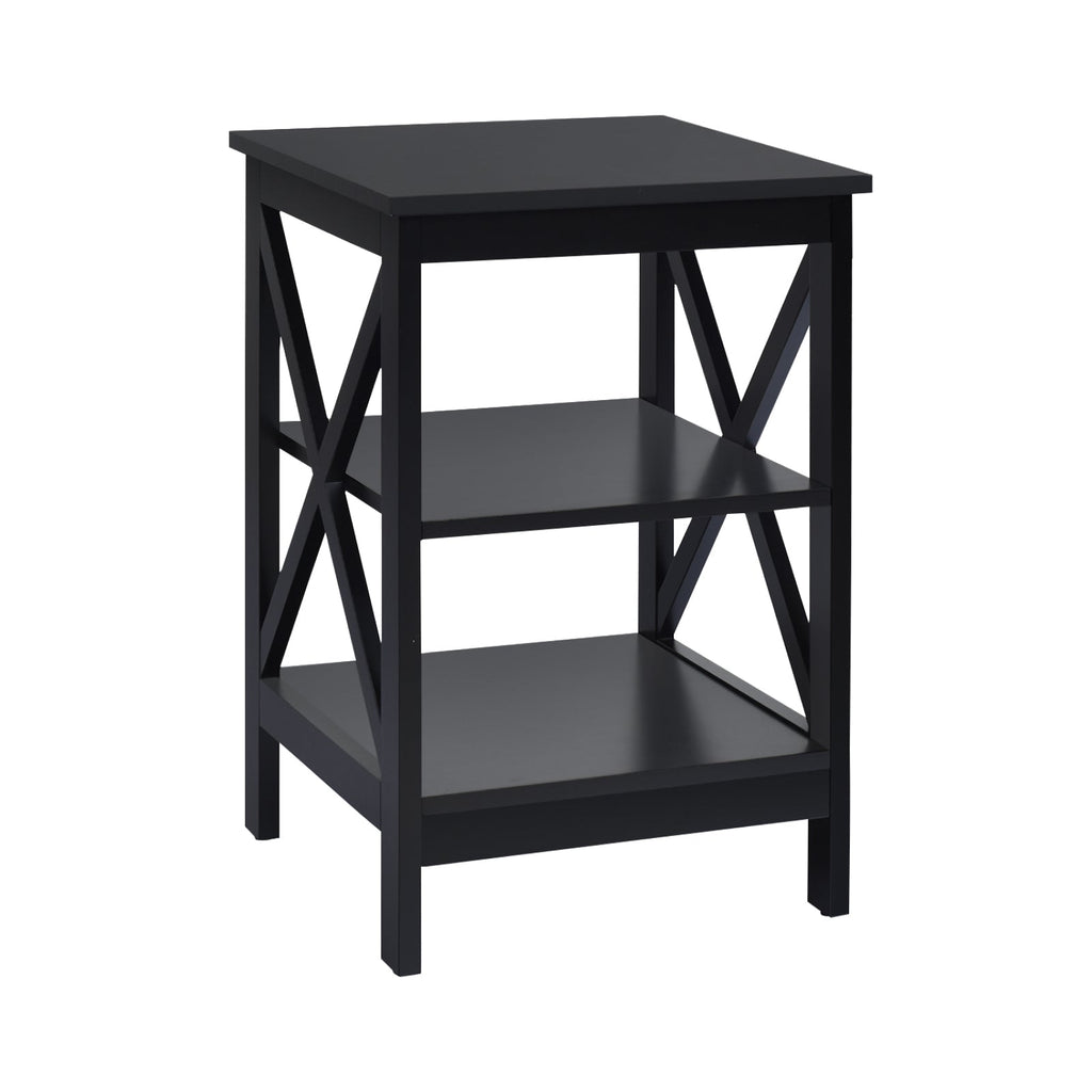 3-Tier X-Design Nightstands with Storage Shelves for Living Room Bedroom
