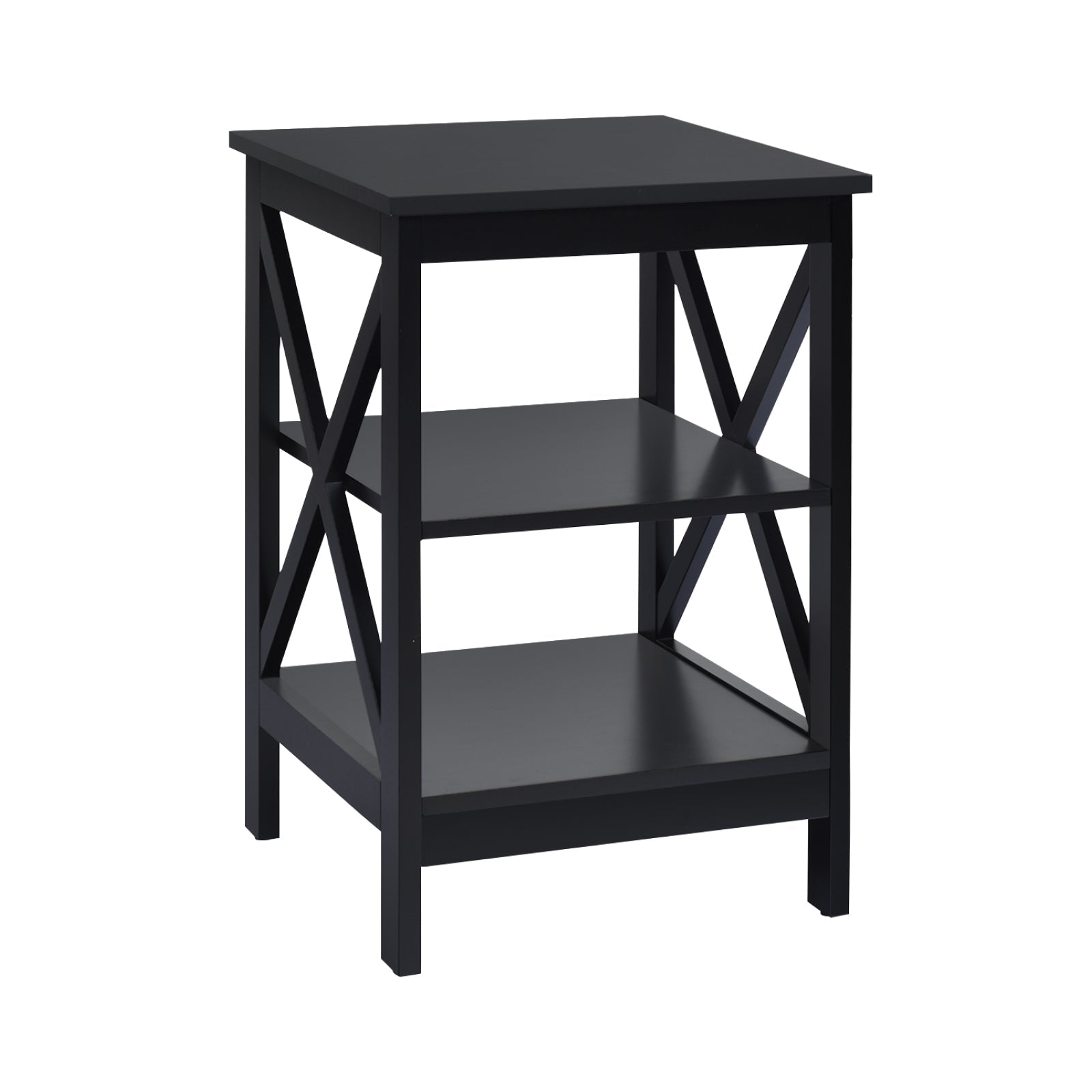 3-Tier X-Design Nightstands with Storage Shelves for Living Room Bedroom