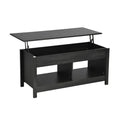 Lift Top Coffee Table with Hidden Storage Compartment and Lower Shelf for Study Room