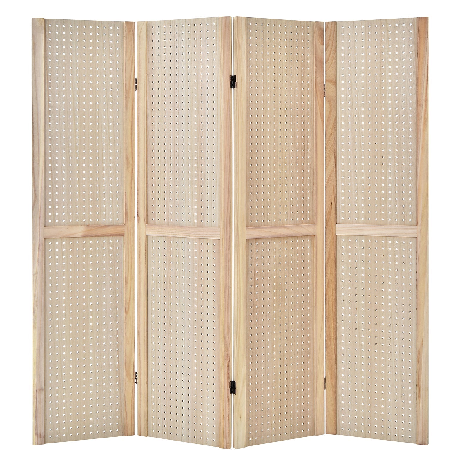 4-Panel Pegboard Display 5 Feet Tall Folding Privacy Screen for Craft Display Organized