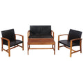 4 Pieces PE Rattan Patio Furniture Set with Solid Acacia Wood