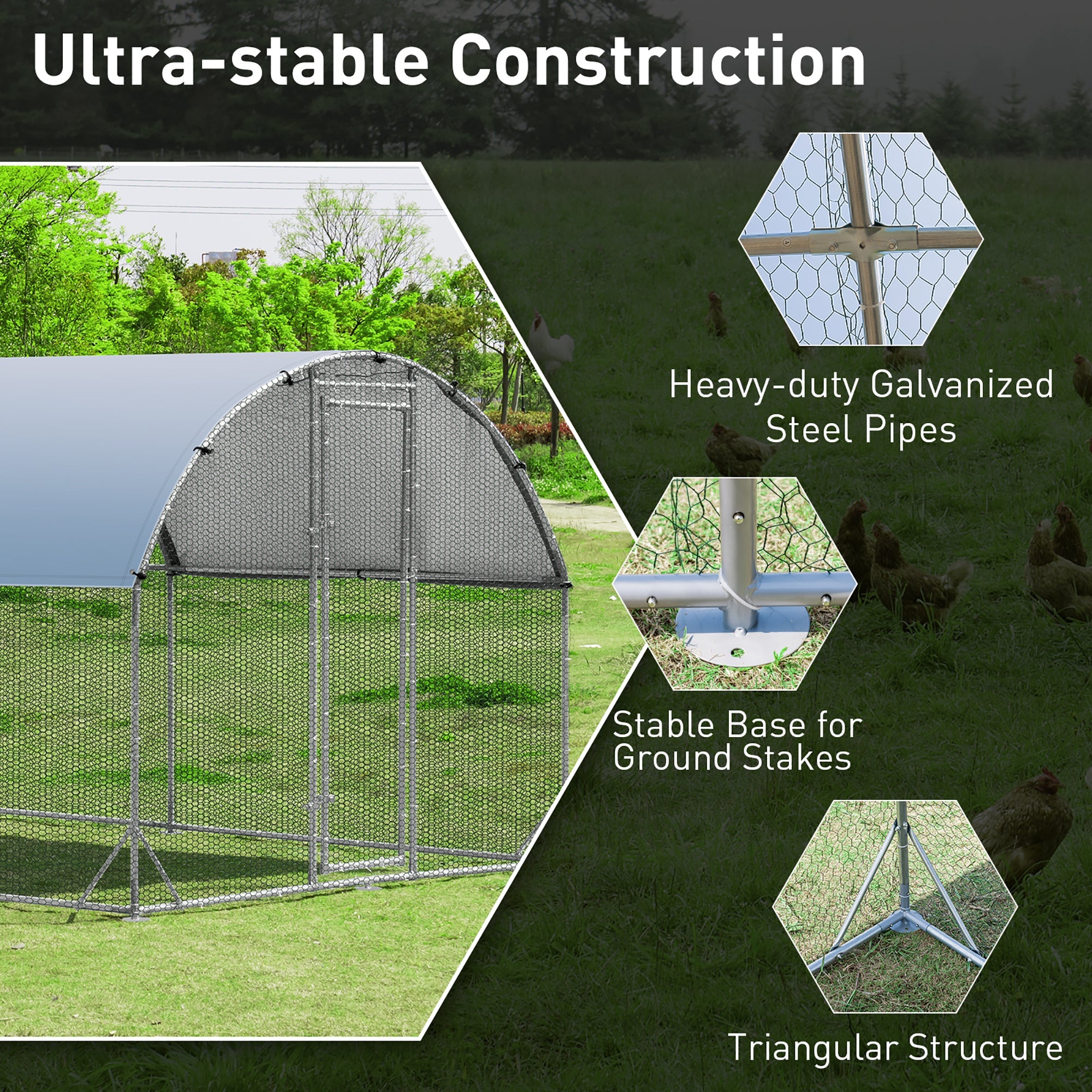Large Metal Chicken Coop with Cover