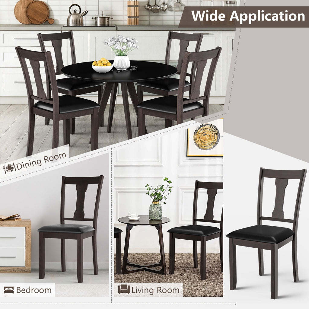 Set of 2 Dining Room Chair with Rubber Wood Frame and Upholstered Padded Seat