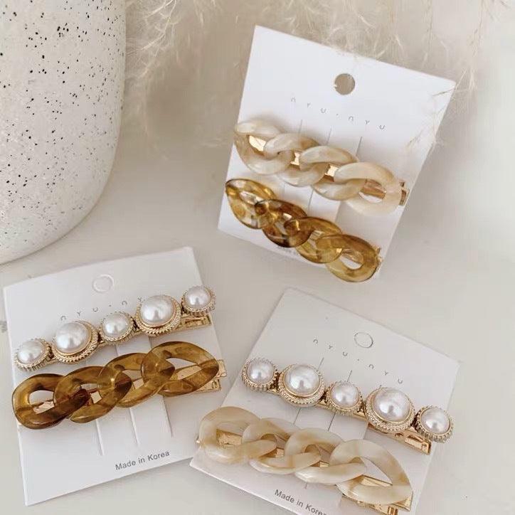 Korea Style Pearl Hair clip for Women Romantic Female Jewelry Chain Hairpin Accessories Hair Stick Barrettes  Hair Accessories for Party Wedding