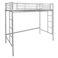 Twin Loft Bed Frame with 2 Ladders Full-length Guardrail