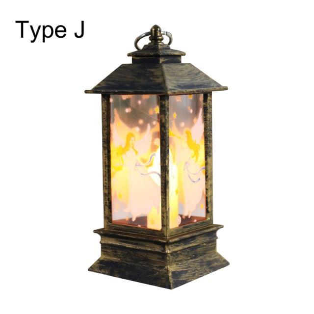 New Christmas Lantern Old Man Snowman Christmas Tabletop Lanterns Vintage Outdoor Candle Lantern Decorative with LED Light LED Candle Light for Christmas Decoration Retro Hanging Candle Holder Christmas Tree Decoration Christmas Gift Home Decoration