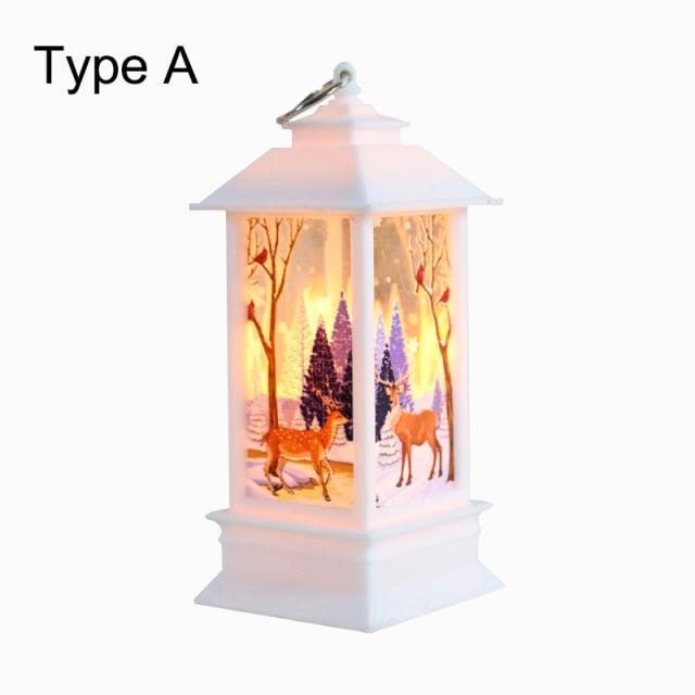 New Christmas Lantern Old Man Snowman Christmas Tabletop Lanterns Vintage Outdoor Candle Lantern Decorative with LED Light LED Candle Light for Christmas Decoration Retro Hanging Candle Holder Christmas Tree Decoration Christmas Gift Home Decoration