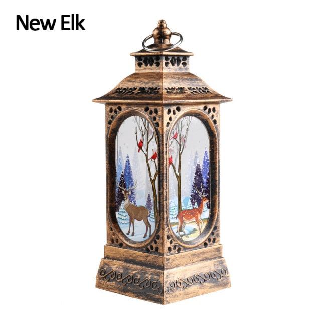 New Christmas Lantern Old Man Snowman Christmas Tabletop Lanterns Vintage Outdoor Candle Lantern Decorative with LED Light LED Candle Light for Christmas Decoration Retro Hanging Candle Holder Christmas Tree Decoration Christmas Gift Home Decoration
