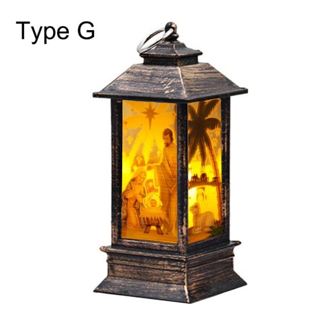 New Christmas Lantern Old Man Snowman Christmas Tabletop Lanterns Vintage Outdoor Candle Lantern Decorative with LED Light LED Candle Light for Christmas Decoration Retro Hanging Candle Holder Christmas Tree Decoration Christmas Gift Home Decoration