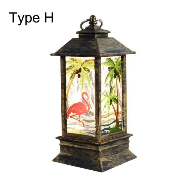 New Christmas Lantern Old Man Snowman Christmas Tabletop Lanterns Vintage Outdoor Candle Lantern Decorative with LED Light LED Candle Light for Christmas Decoration Retro Hanging Candle Holder Christmas Tree Decoration Christmas Gift Home Decoration