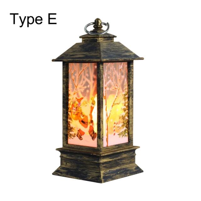 New Christmas Lantern Old Man Snowman Christmas Tabletop Lanterns Vintage Outdoor Candle Lantern Decorative with LED Light LED Candle Light for Christmas Decoration Retro Hanging Candle Holder Christmas Tree Decoration Christmas Gift Home Decoration