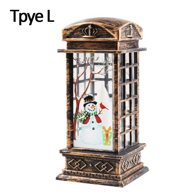 New Christmas Lantern Old Man Snowman Christmas Tabletop Lanterns Vintage Outdoor Candle Lantern Decorative with LED Light LED Candle Light for Christmas Decoration Retro Hanging Candle Holder Christmas Tree Decoration Christmas Gift Home Decoration